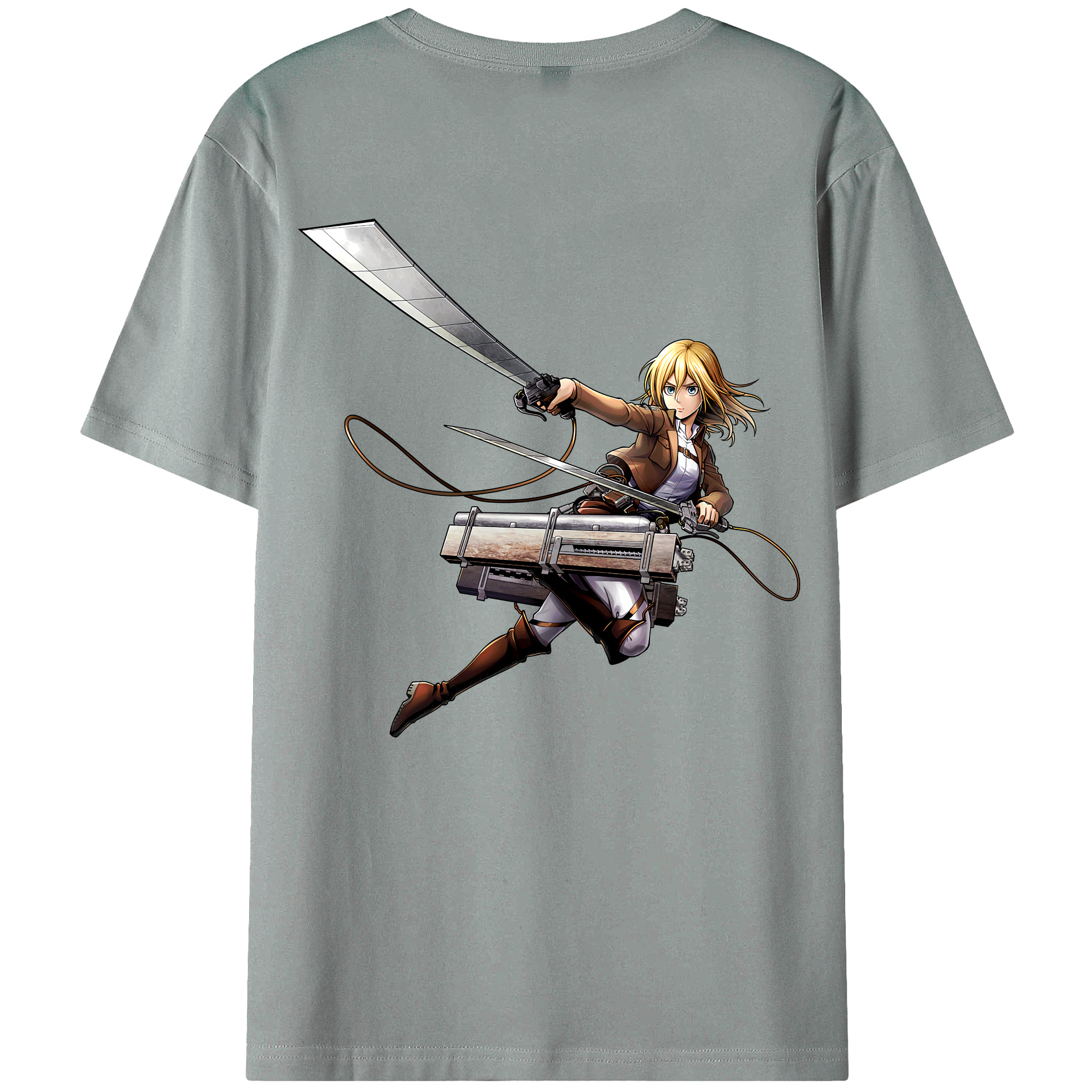 （画像用） 進撃の巨人 クリスタ·レンズ Attack on Titan Christa Lenz 綿100％ メンズ半袖Tシャツ（バックプリント） 通気性